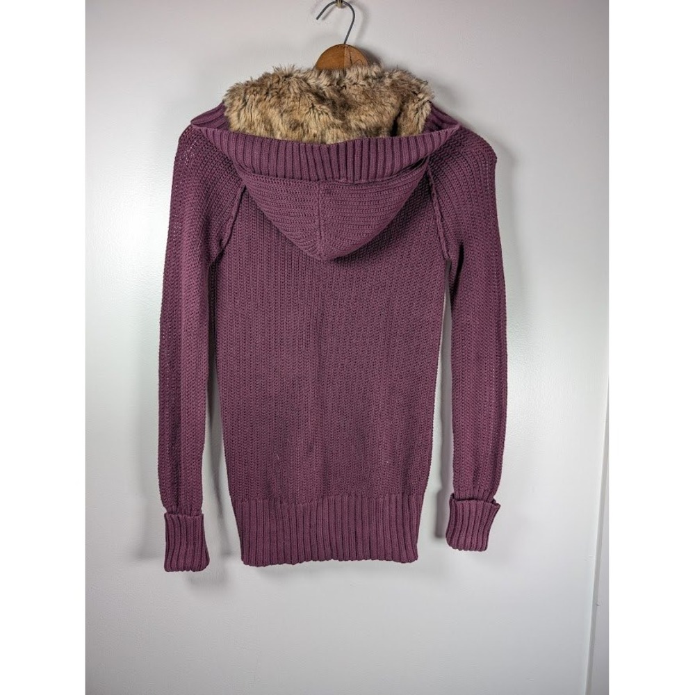 Y2K Mossimo Supply Co Sweater Cardigan Women's Size Small Hoodie Toggle Faux Fur - Picture 2 of 6